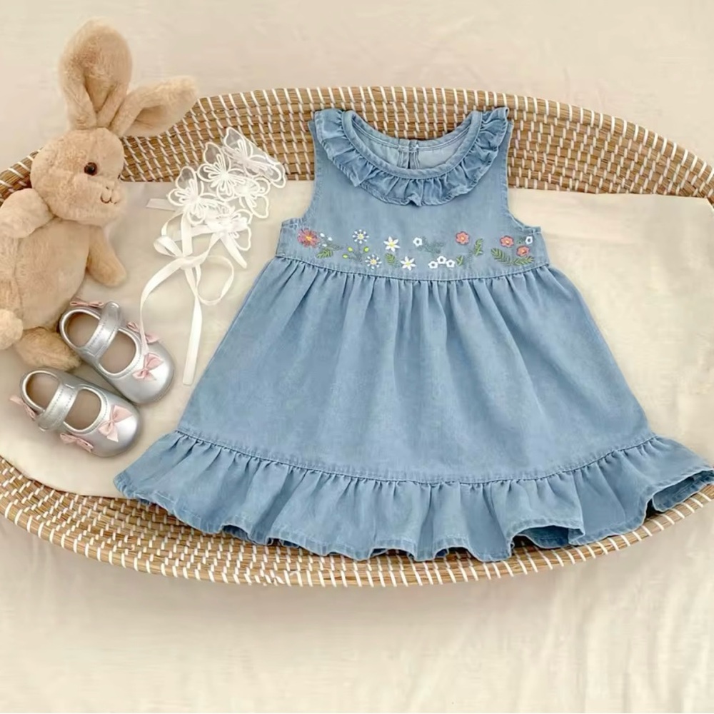 Embroidered Denim Baby Girl Dress 18–24 Months